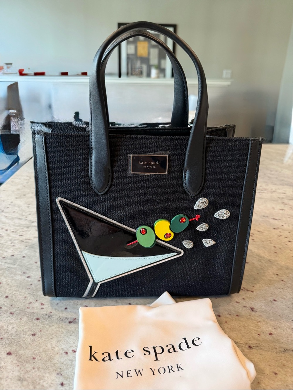 kate spade Black Martini Olive Applique Tote